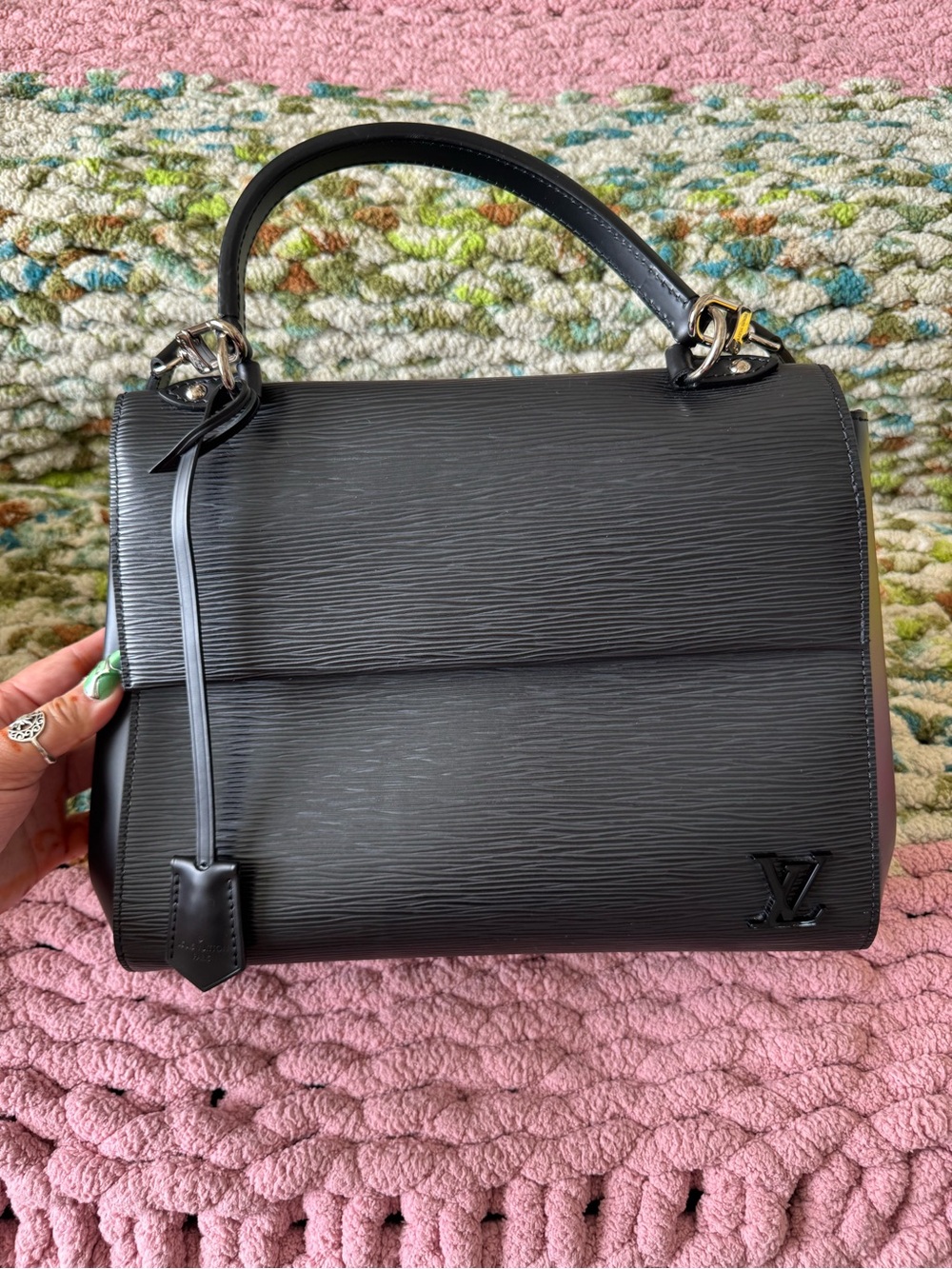 Louis Vuitton Black Epi Leather Satchel with Top Handle
